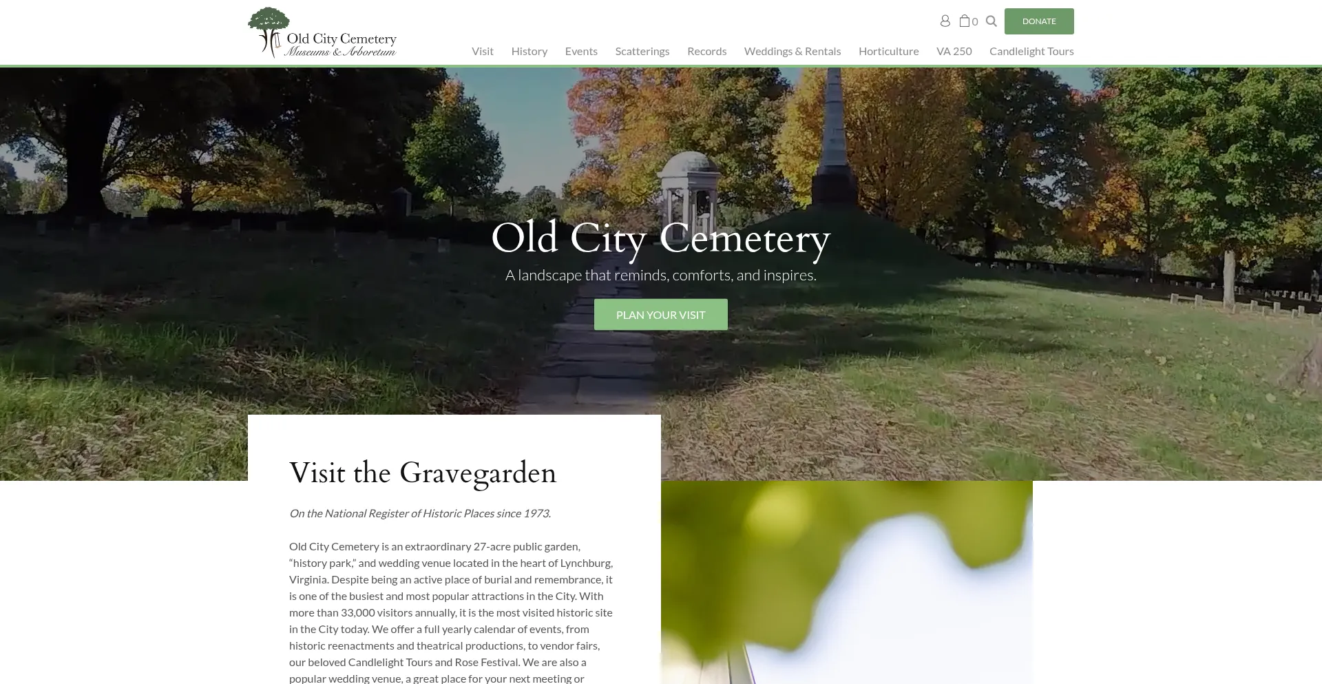 Website screenshot of Gravegarden.org