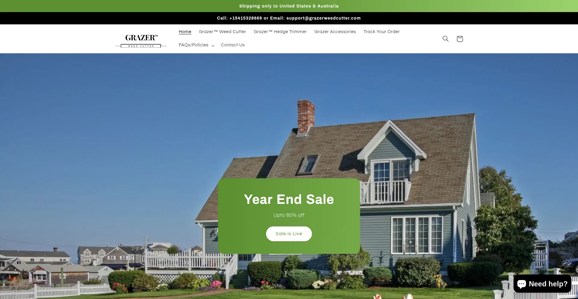 Website screenshot of Grazerweedcutter.com