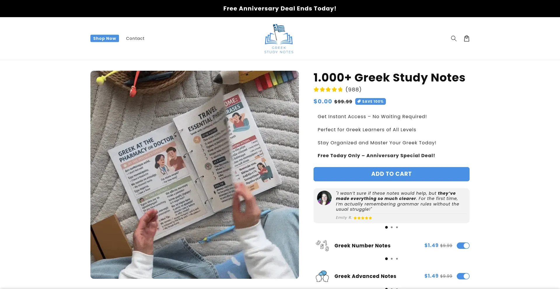 Greek.studynotes.store Screenshot