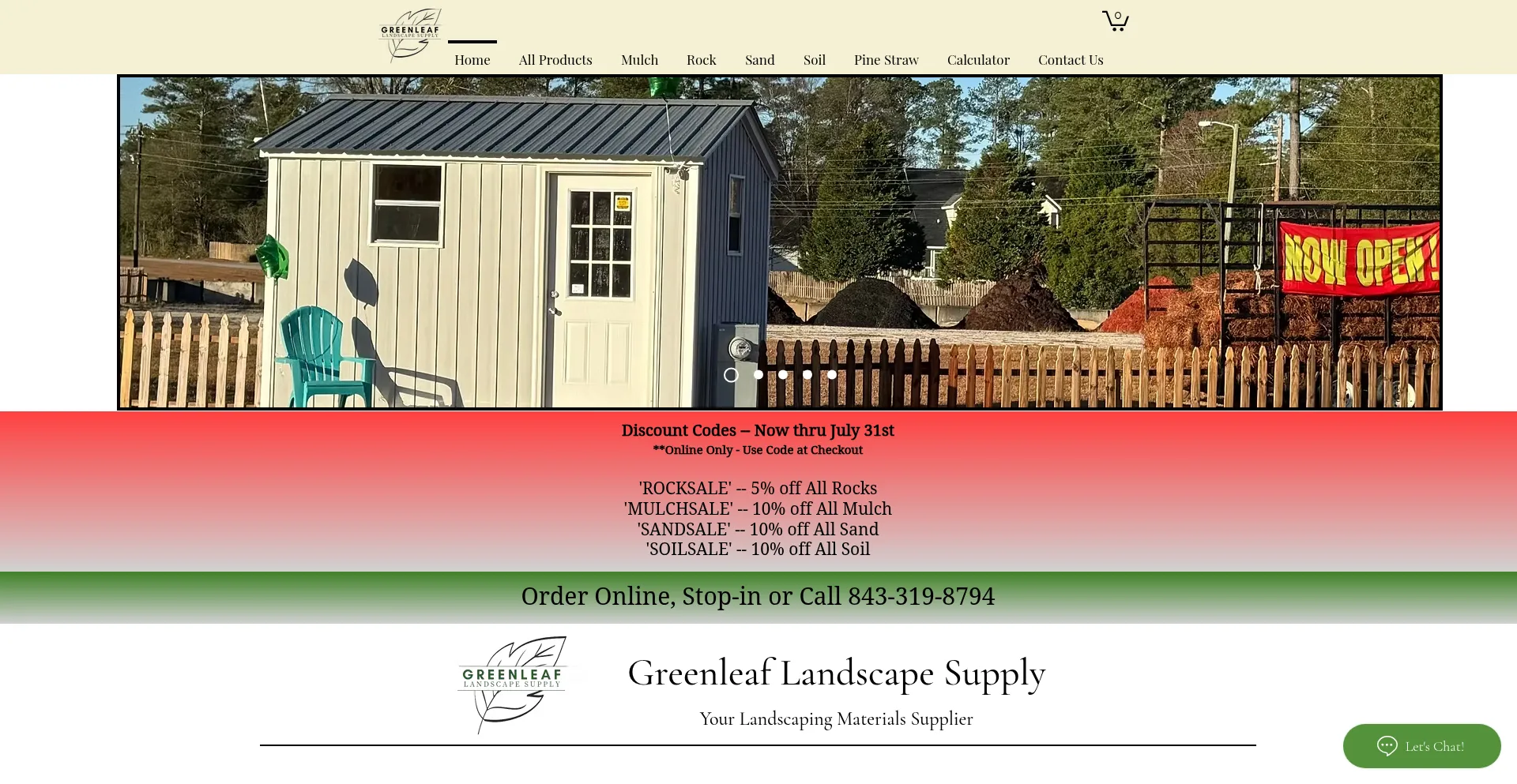 Website screenshot of Greenleaflandscapesupply.com