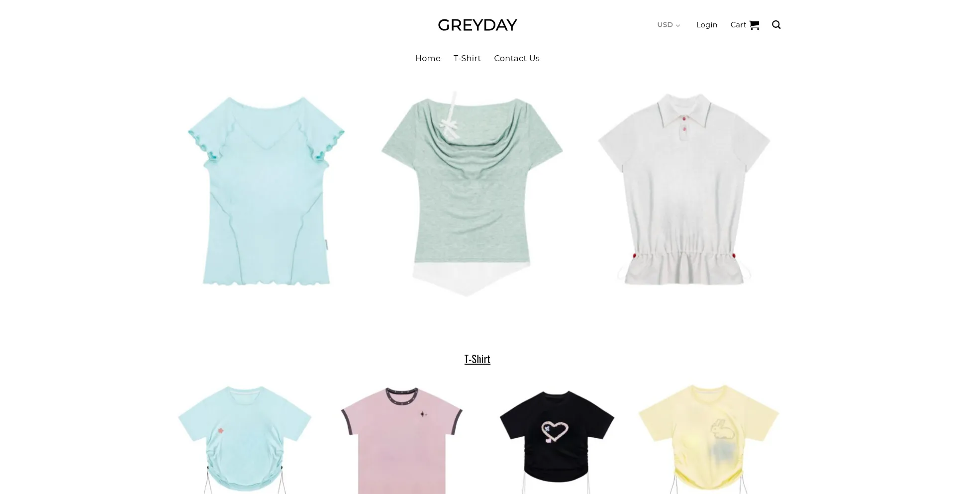 Website screenshot of Greyday.shop