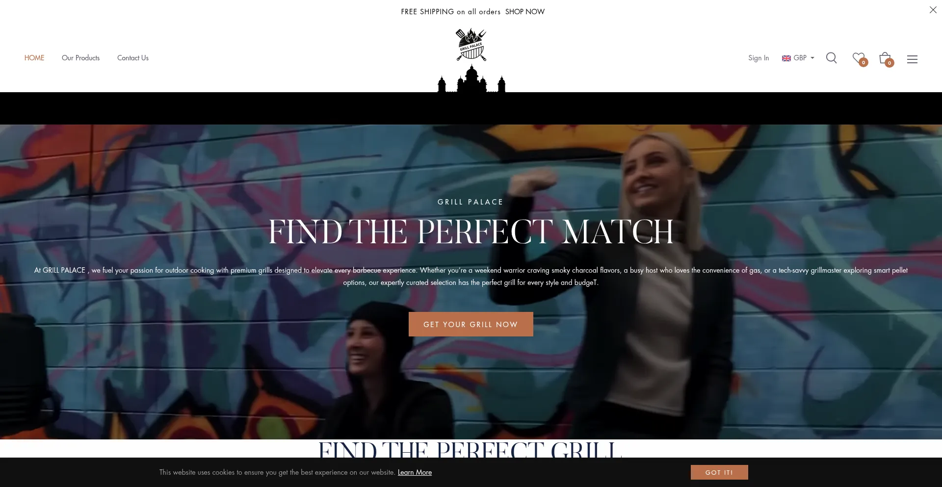 Website screenshot of Grillspalace.com