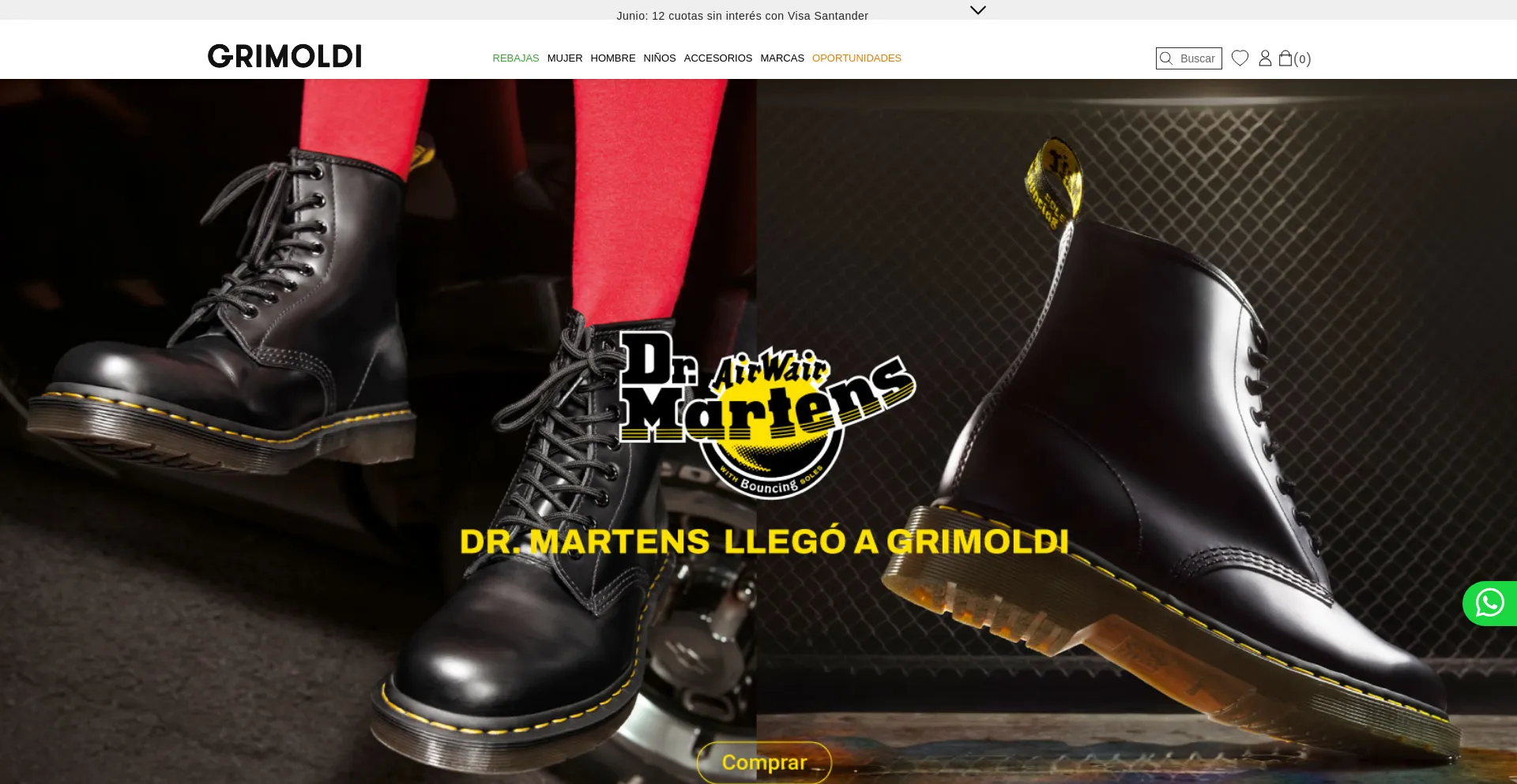 Website screenshot of Grimoldi.com