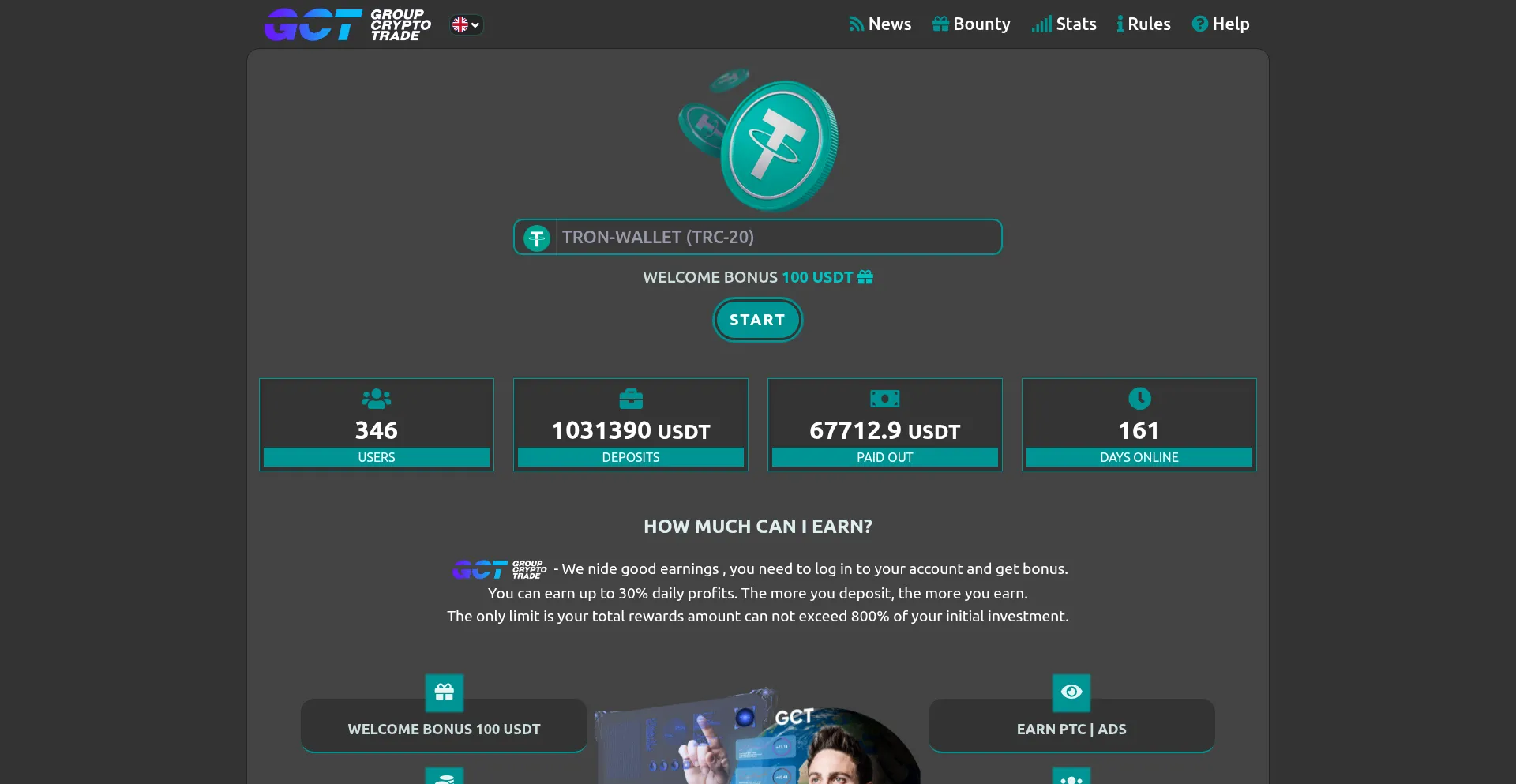 Website screenshot of Groupcryptotrade.com