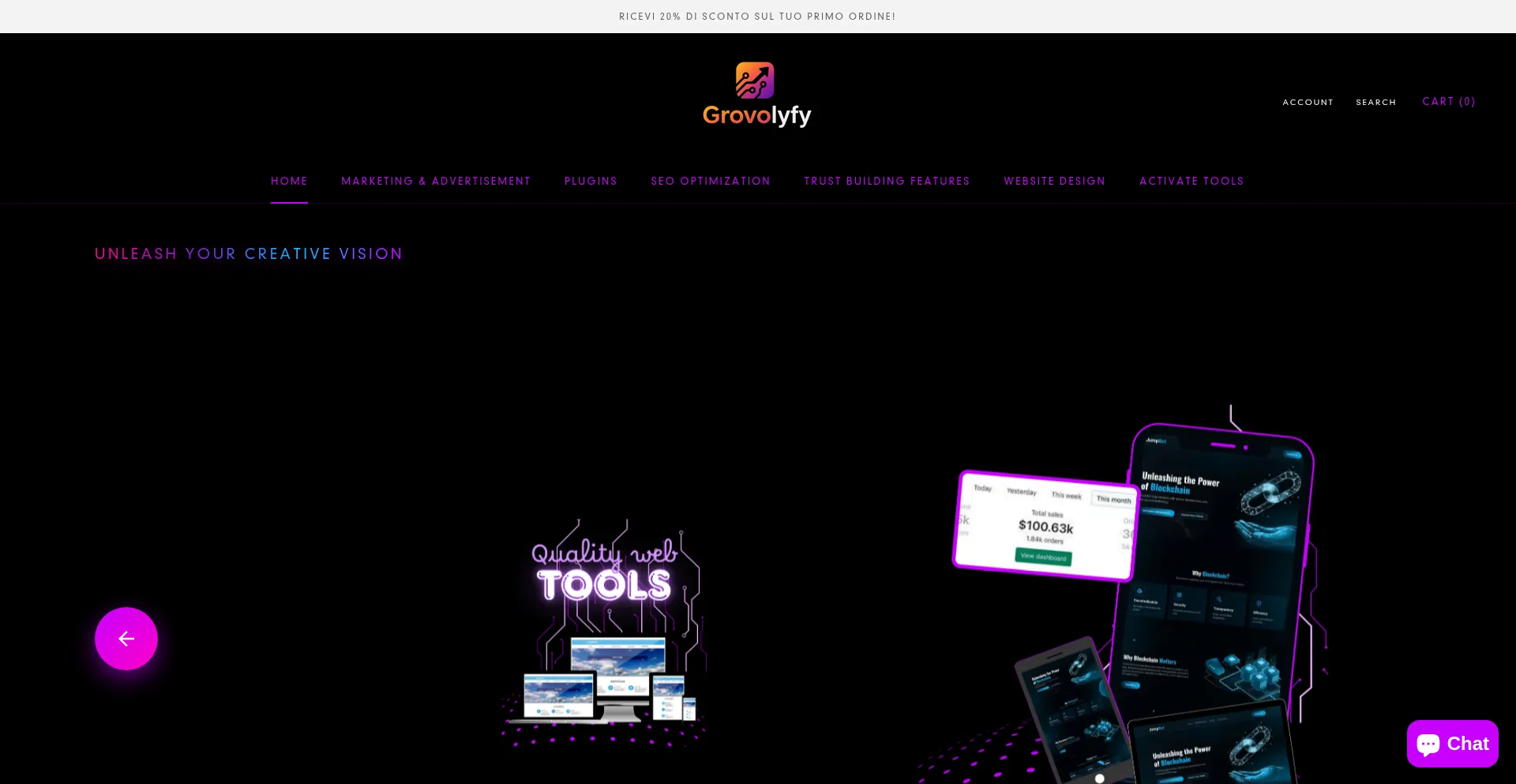 Website screenshot of Grovolyfy.com