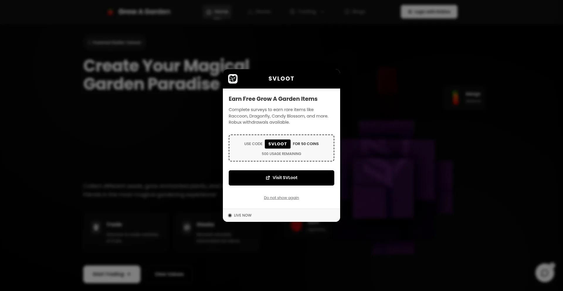 Website screenshot of Growagardenvalues.com