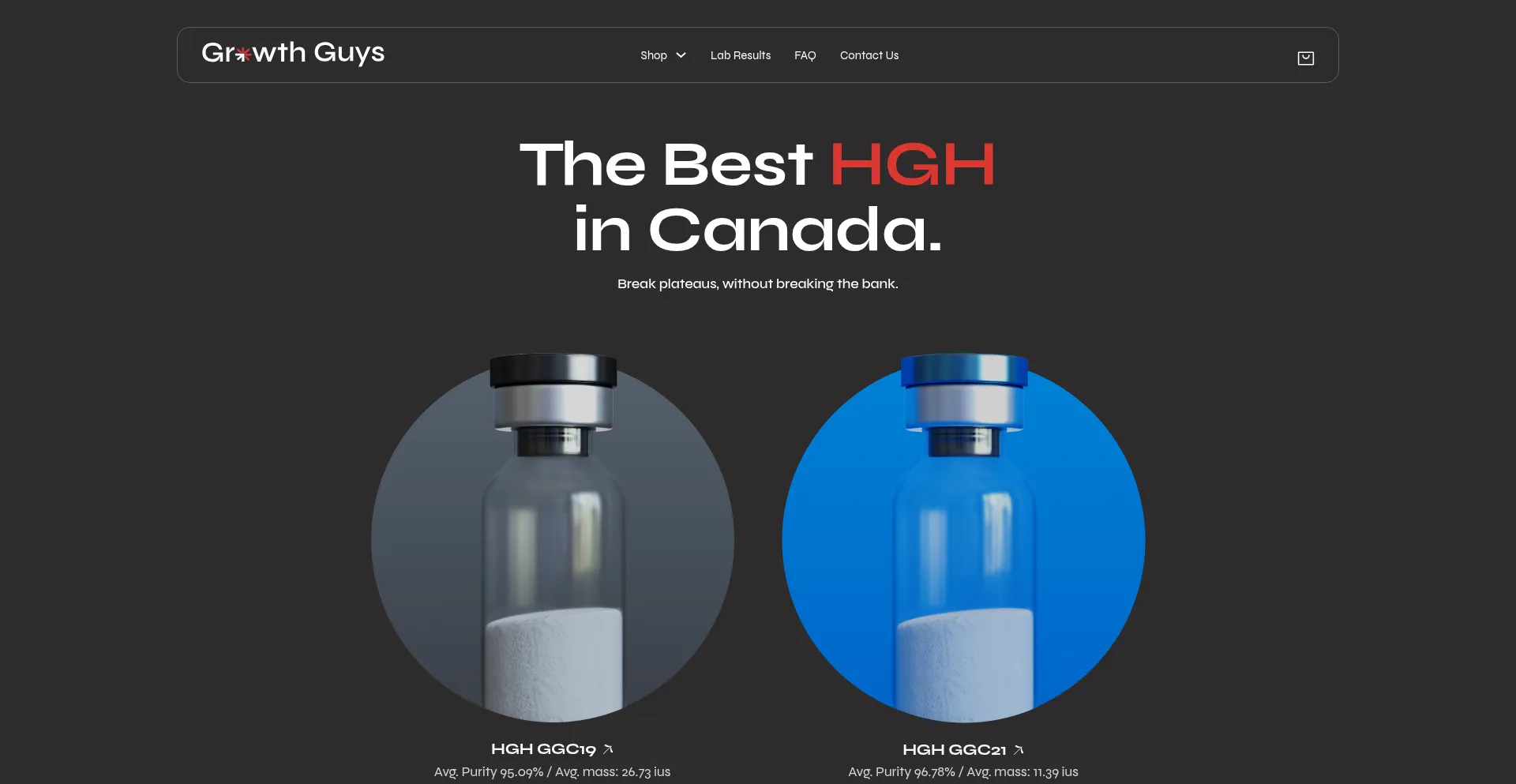 Website screenshot of Growthguys.ca