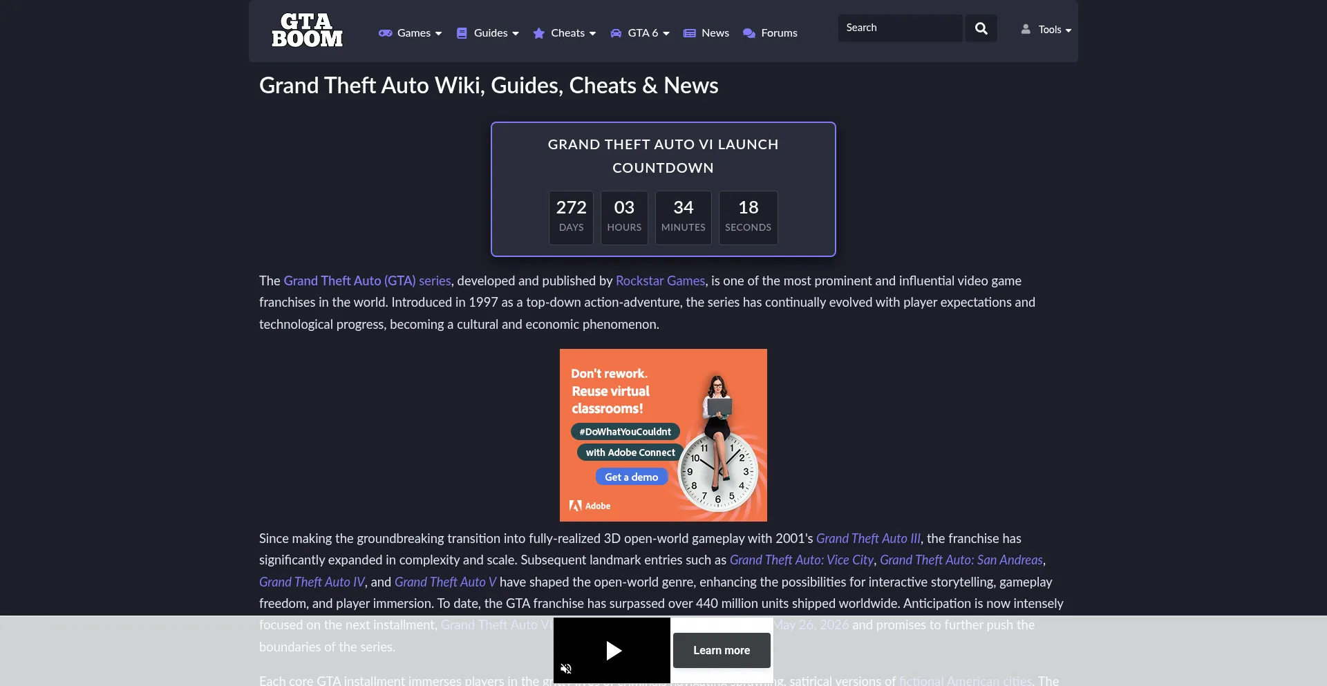 Website screenshot of Gtaboom.com
