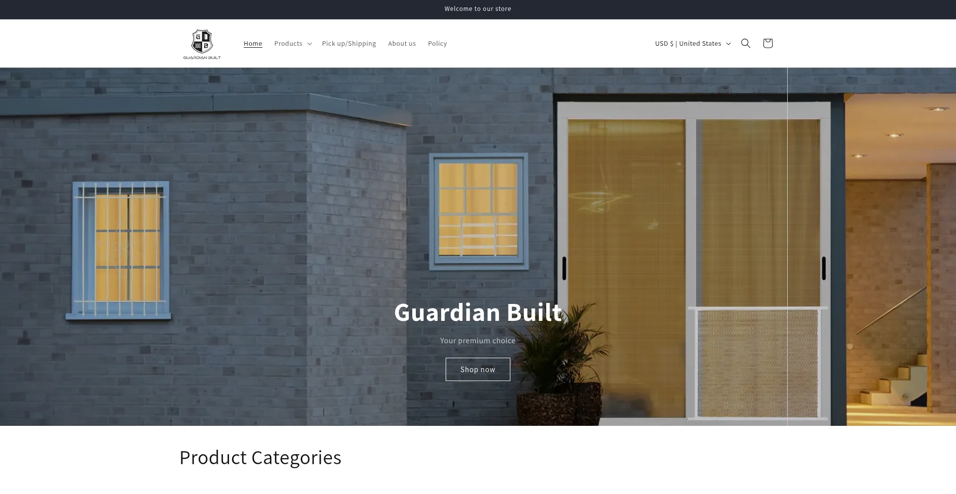 Website screenshot of Guardianbuilt.com