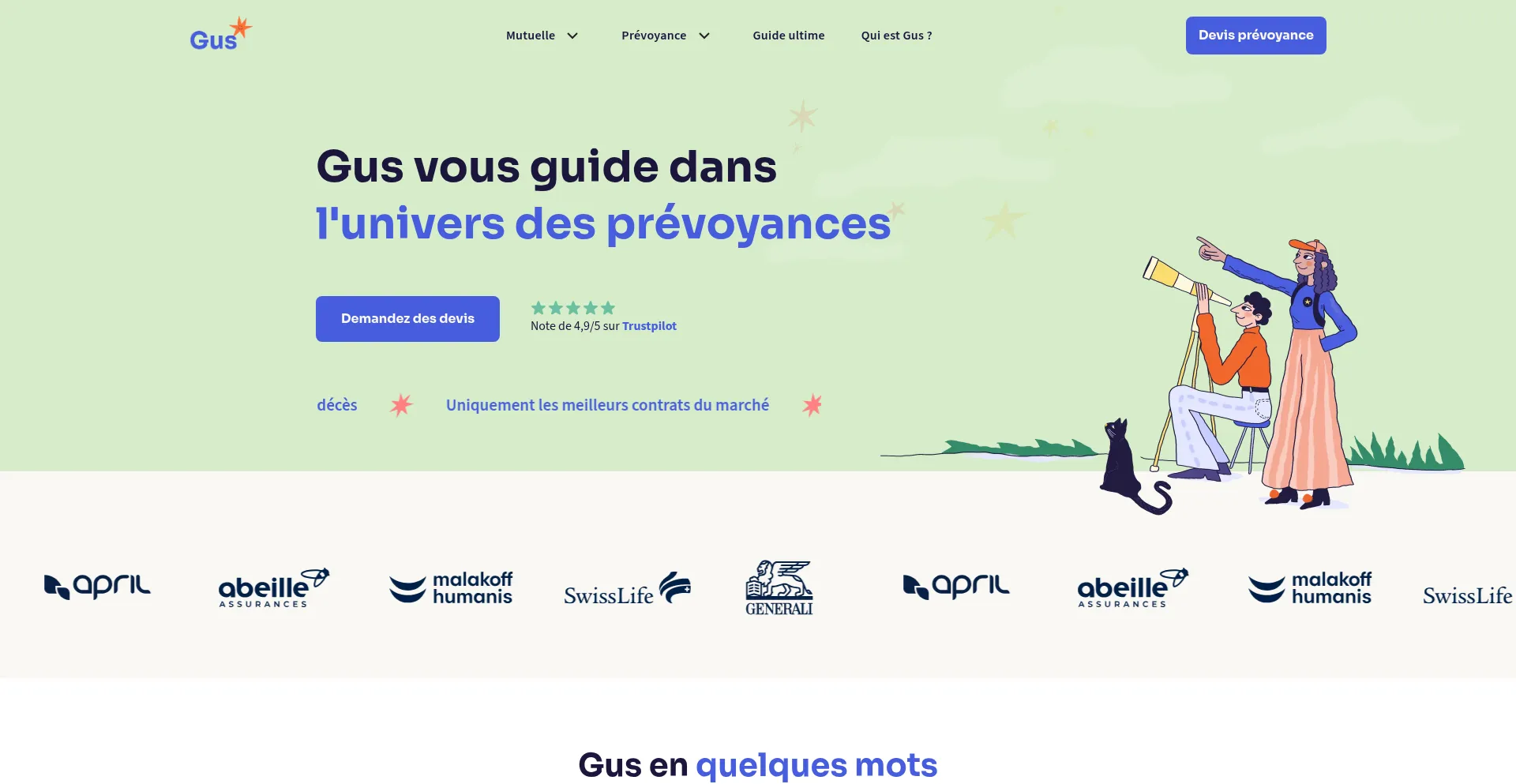 Website screenshot of Gus-assurance.fr