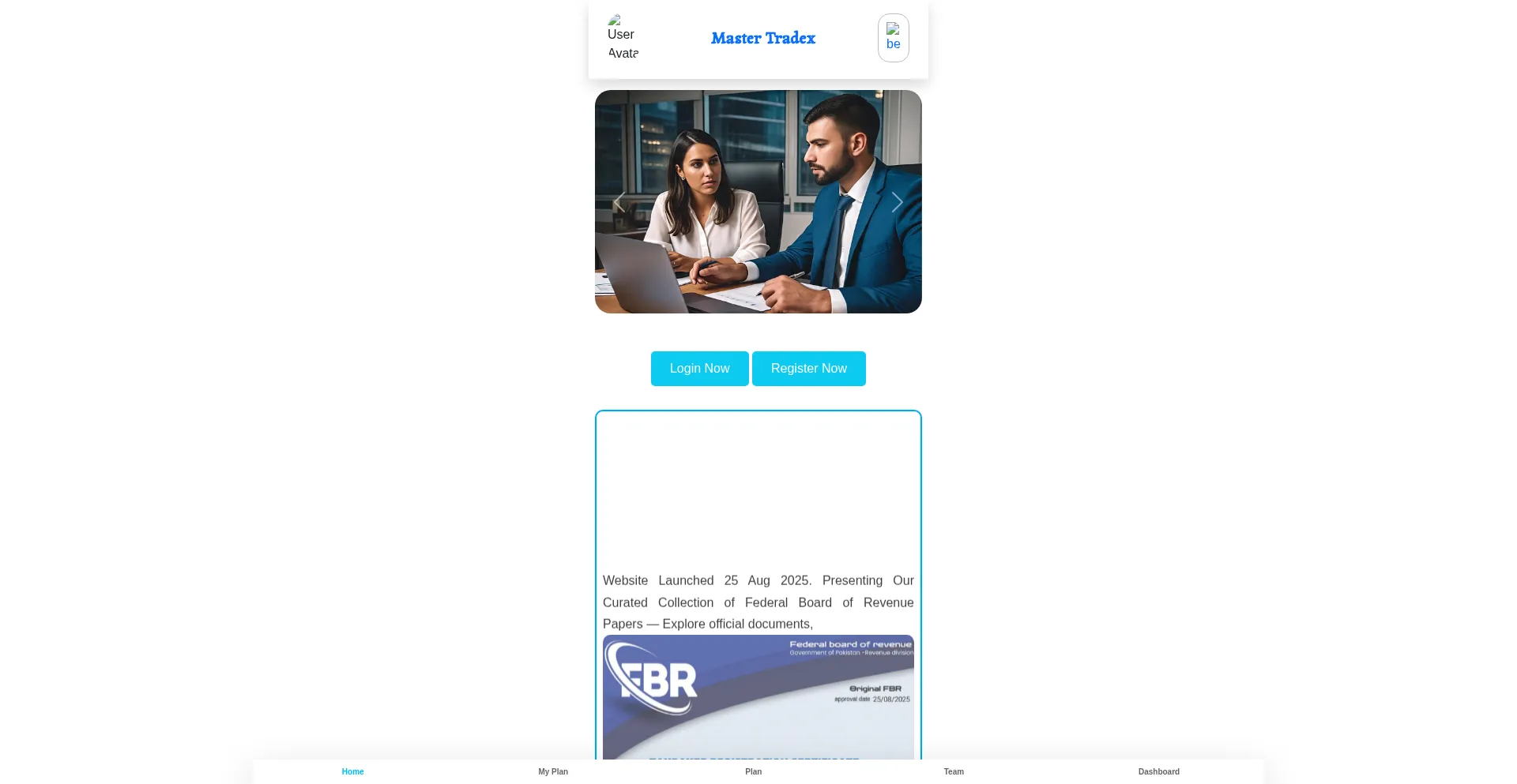 Website screenshot of H5.master-tradex.com