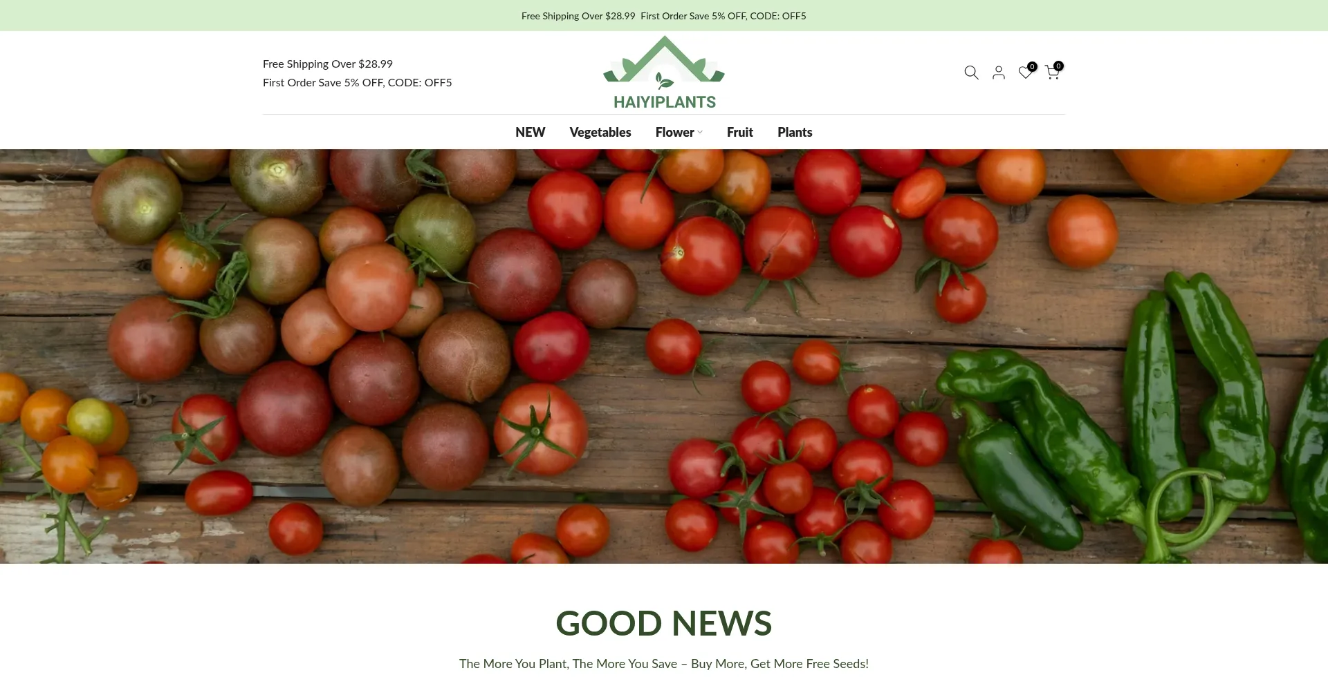 Website screenshot of Haiyiplants.com