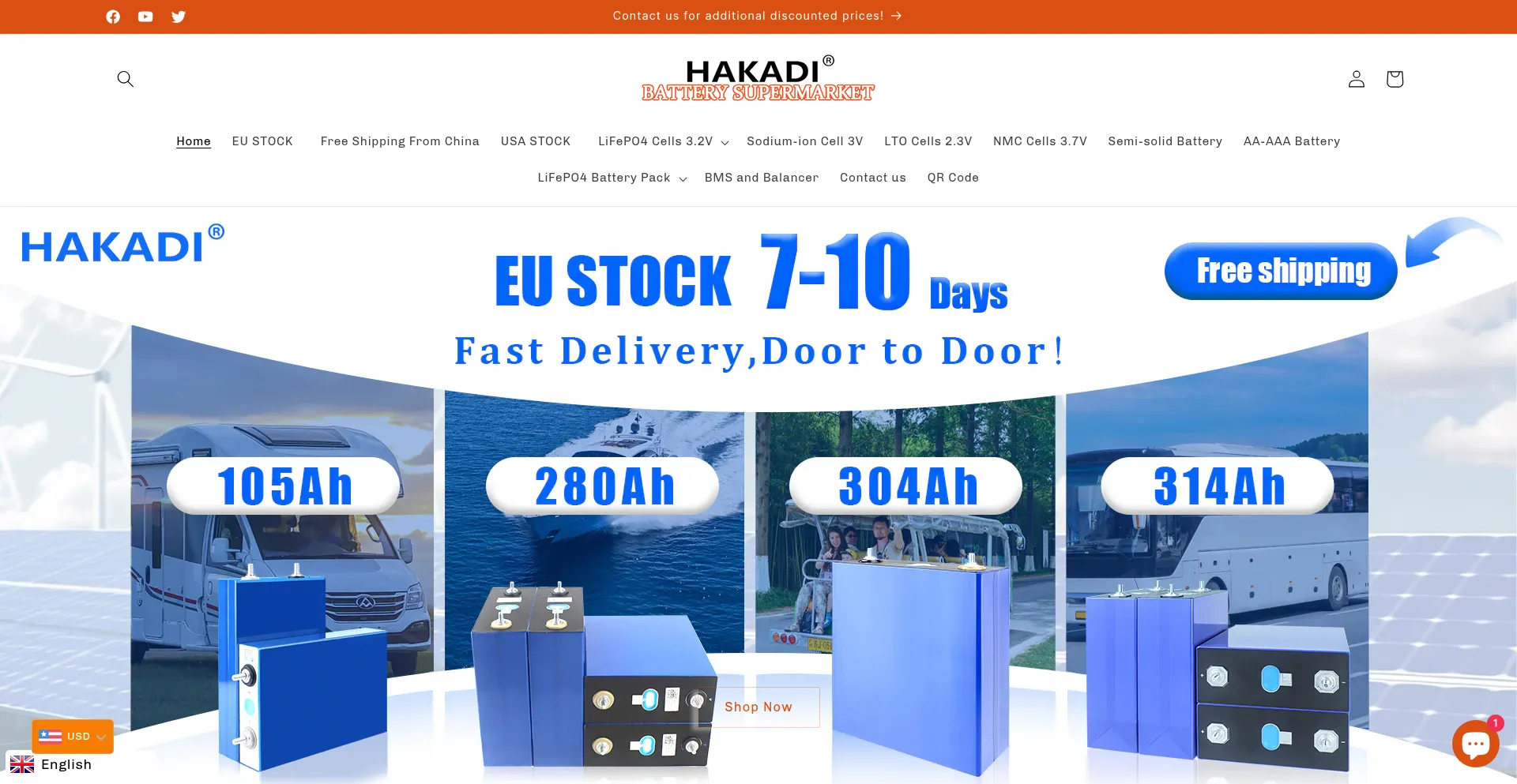 Website screenshot of Hakadibattery.com