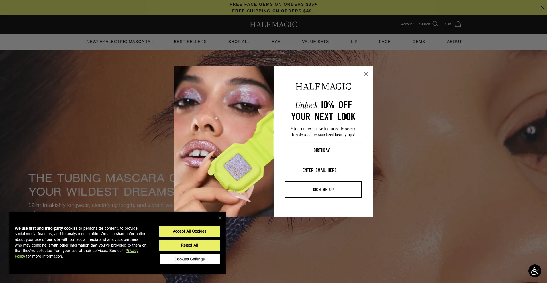 Website screenshot of Halfmagicbeauty.com
