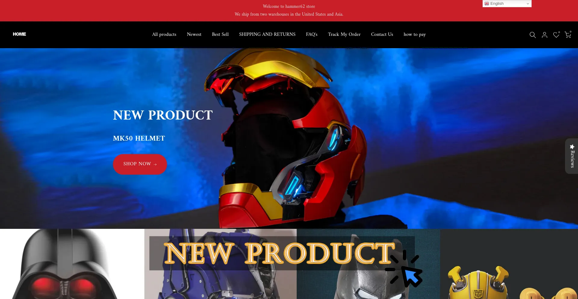 Website screenshot of Hammer62.com
