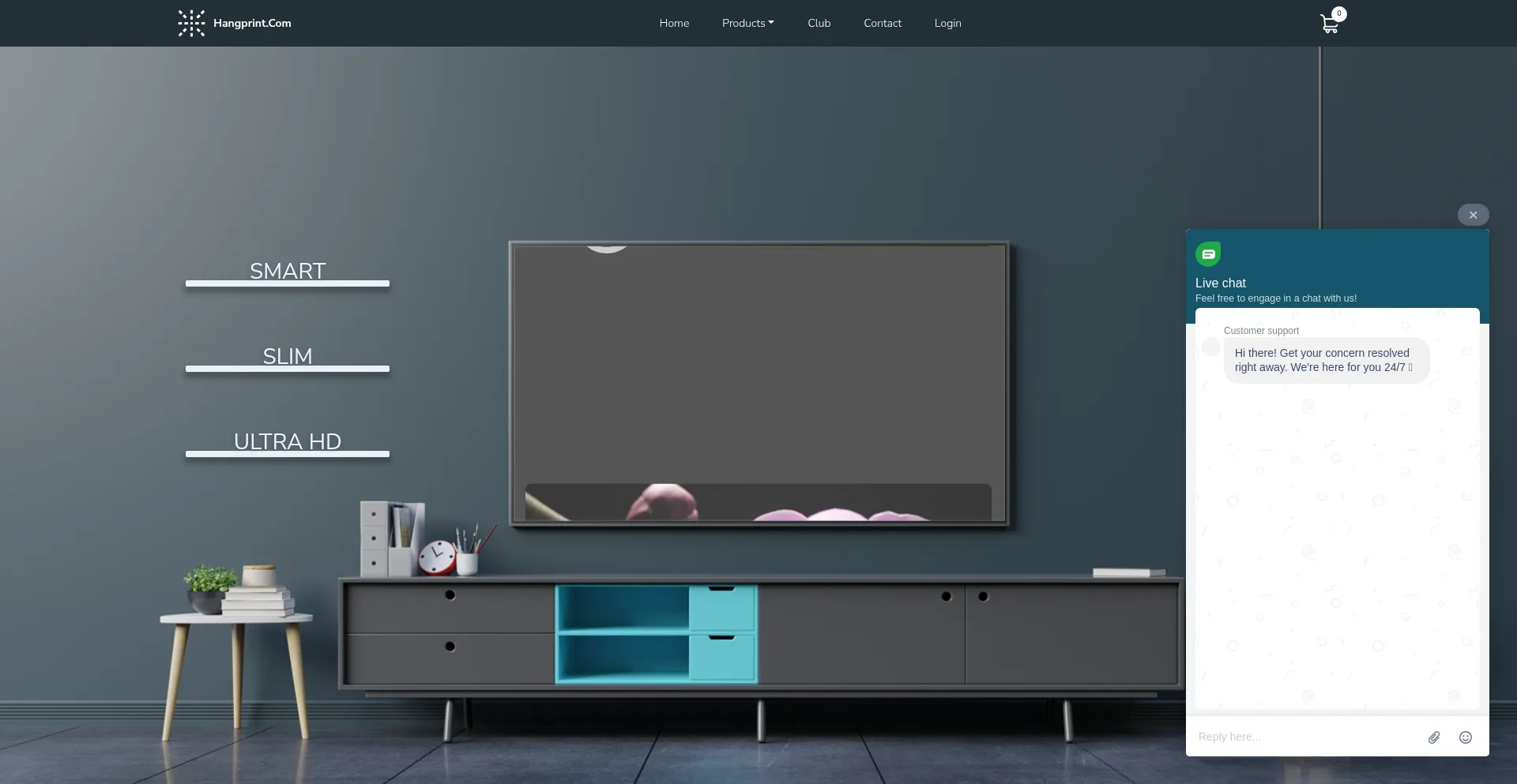 Website screenshot of Hangprint.com