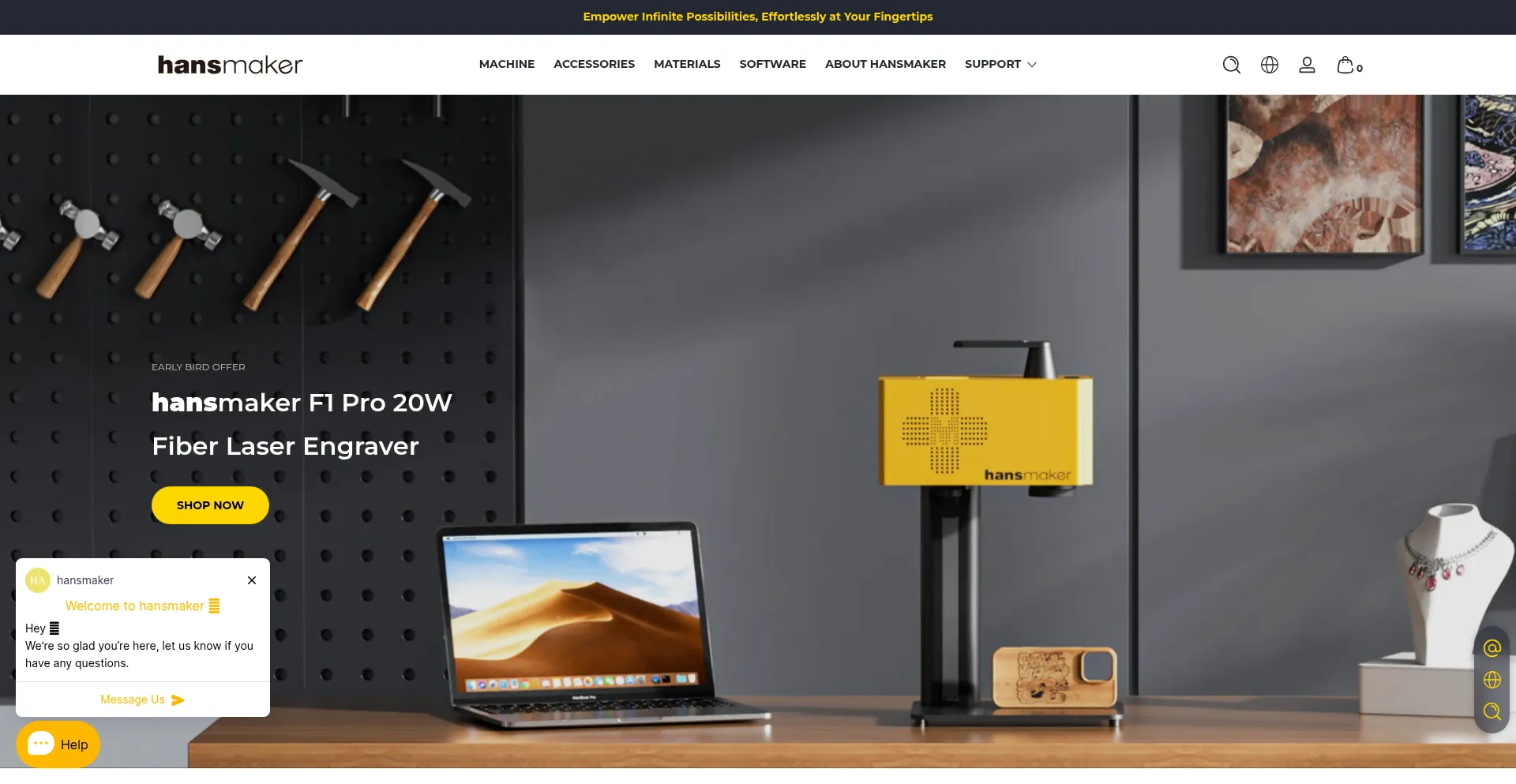 Website screenshot of Hansmaker.com