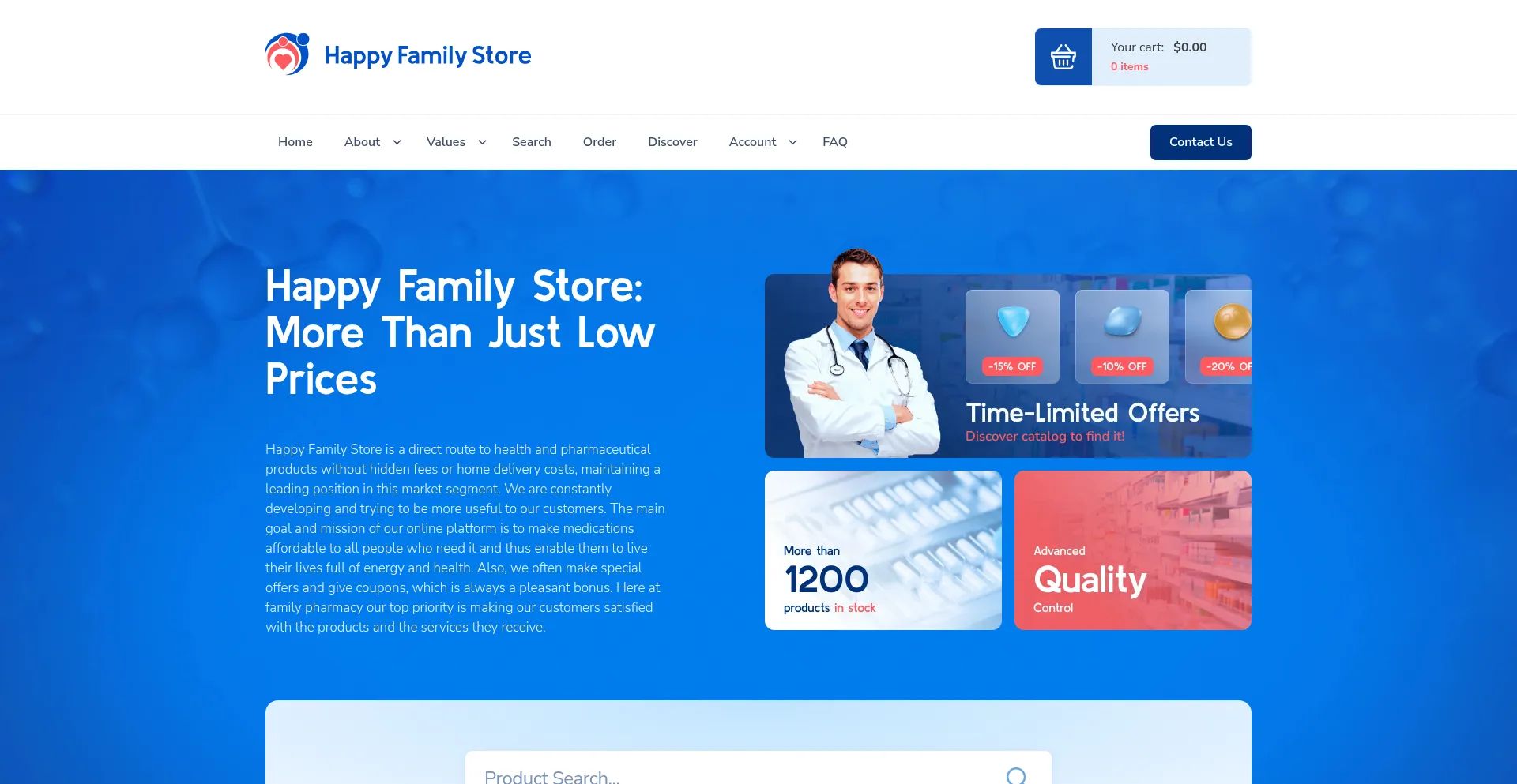 Website screenshot of Happyfamilystore.org