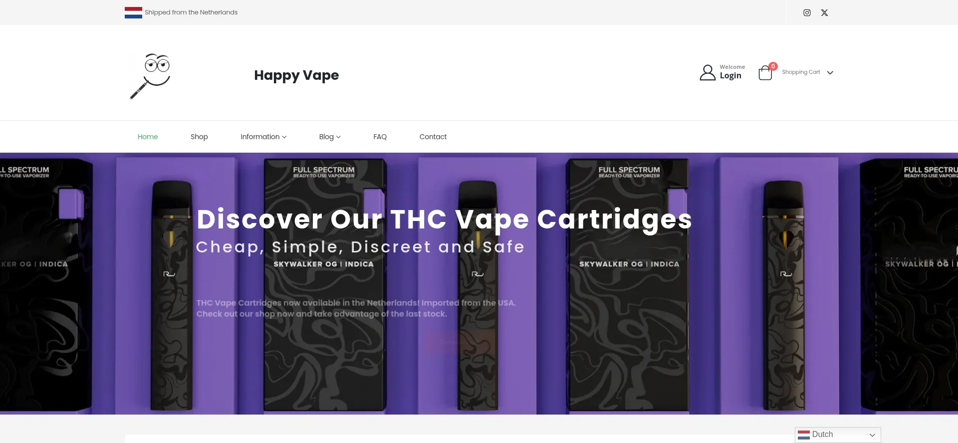 Website screenshot of Happyvape.nl