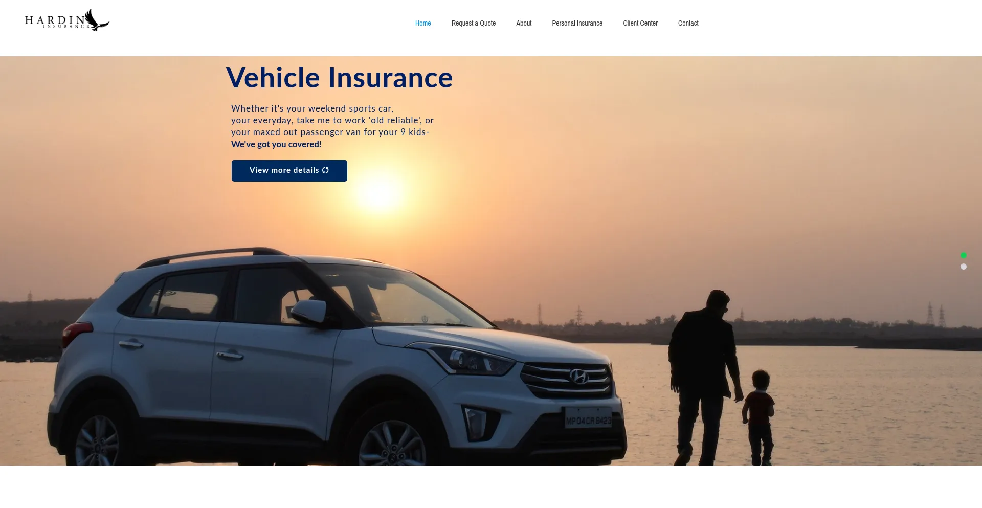 Website screenshot of Hardinins.com