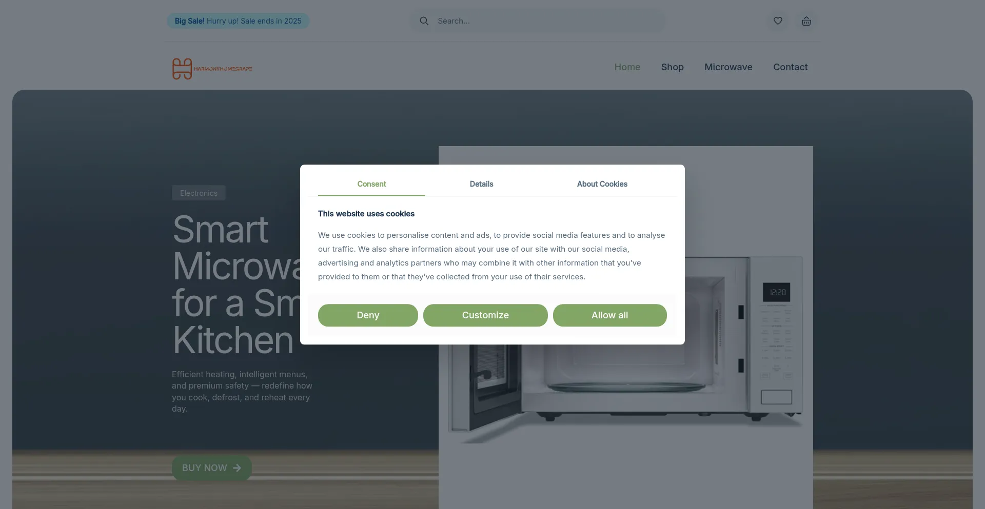 Website screenshot of Harmonyhomegrape.com