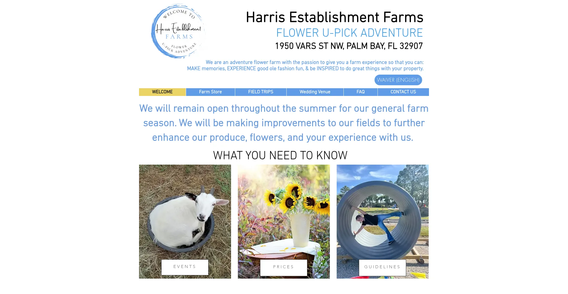 Website screenshot of Harrisestablishmentfarms.com