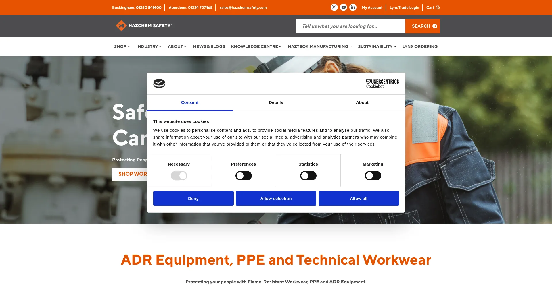 Website screenshot of Hazchemsafety.com