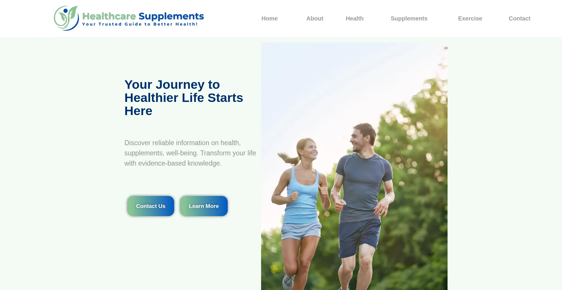 Website screenshot of Healthcaresupple.com
