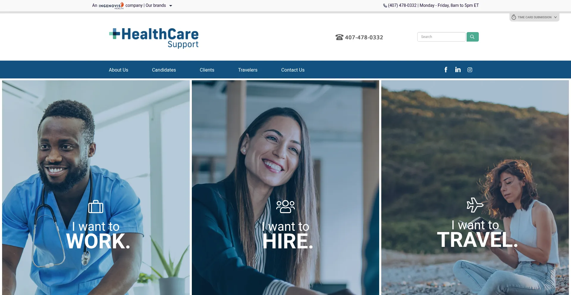 Website screenshot of Healthcaresupport.com