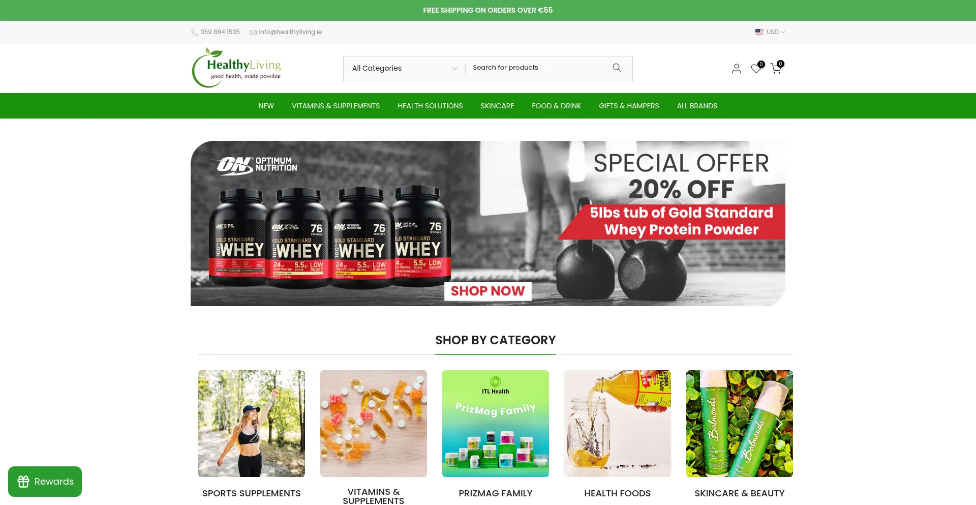 Website screenshot of Healthyliving.ie