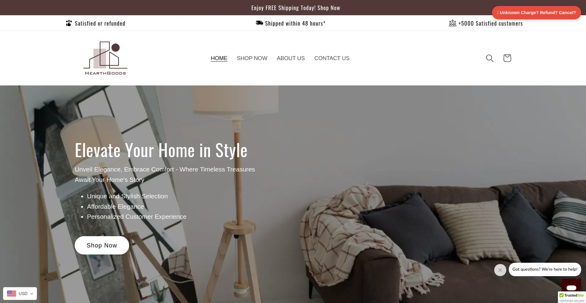Website screenshot of Hearth-goods.com