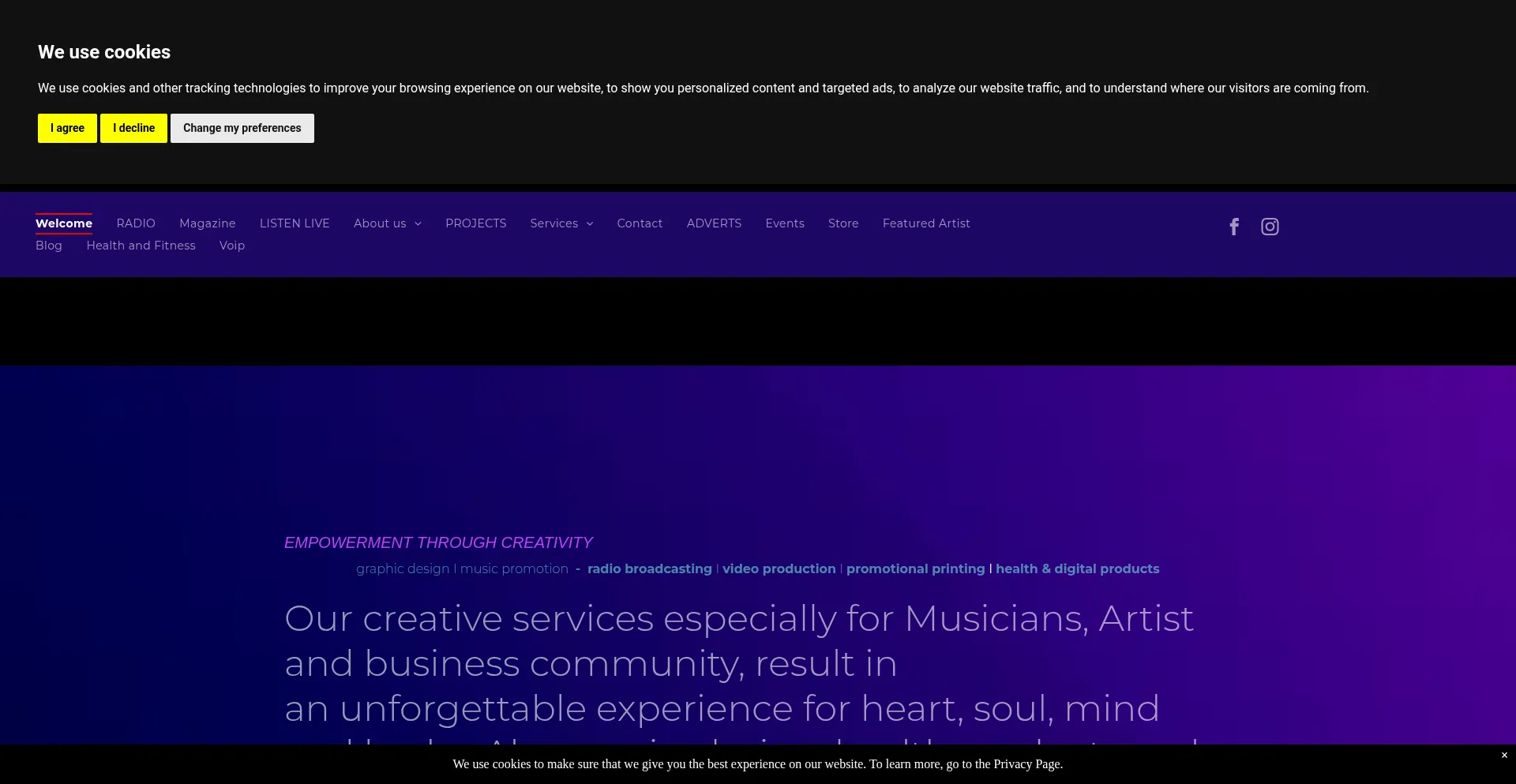 Website screenshot of Hearticalvibes.com