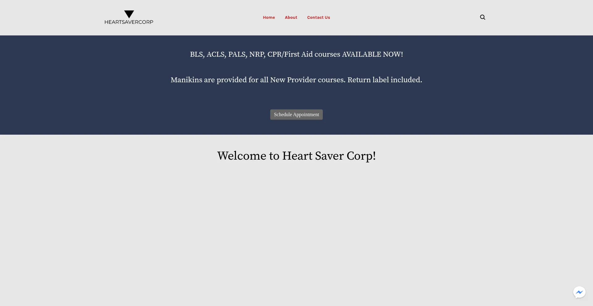 Website screenshot of Heartsavercorp.com