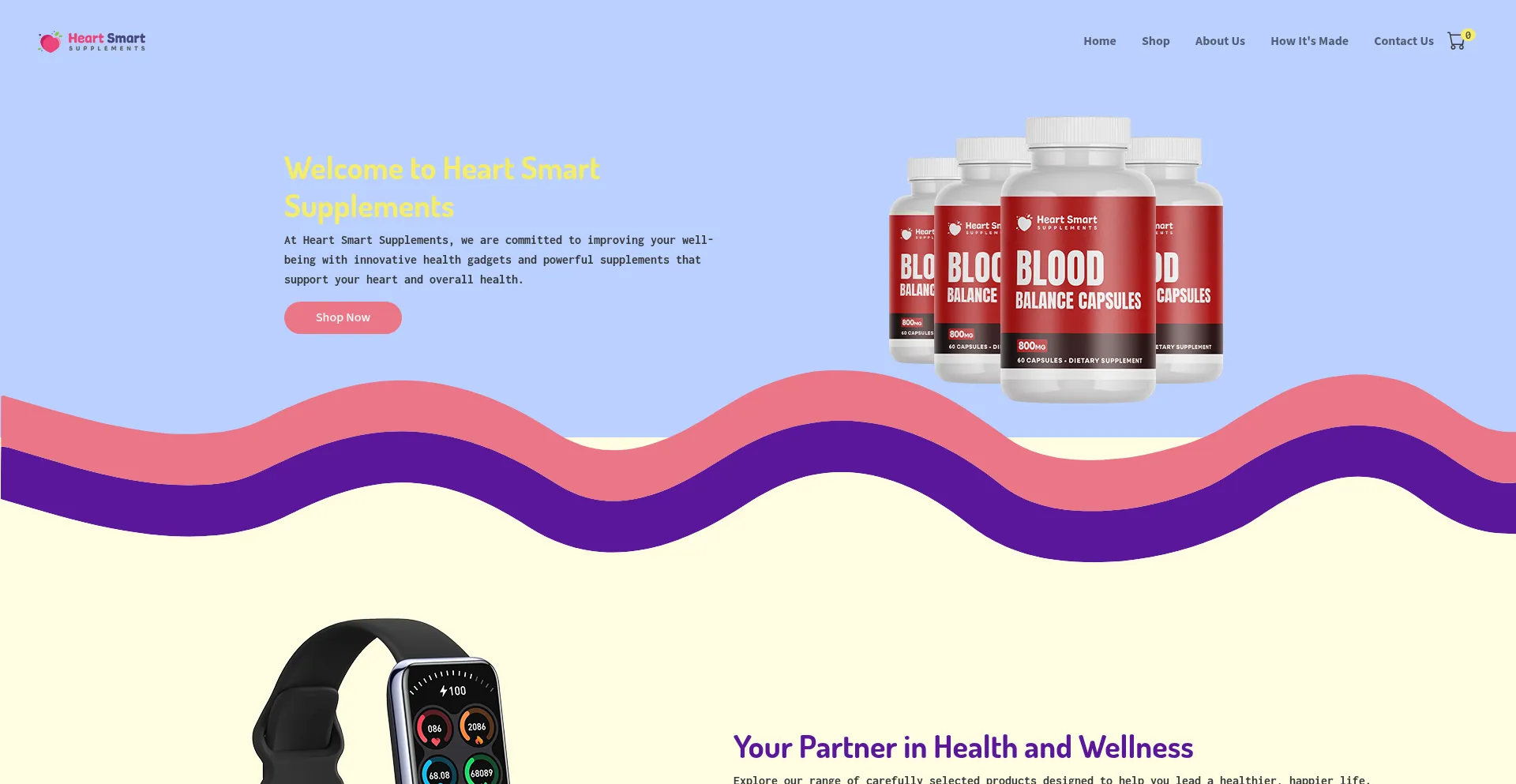 Website screenshot of Heartsmartsupplements.com
