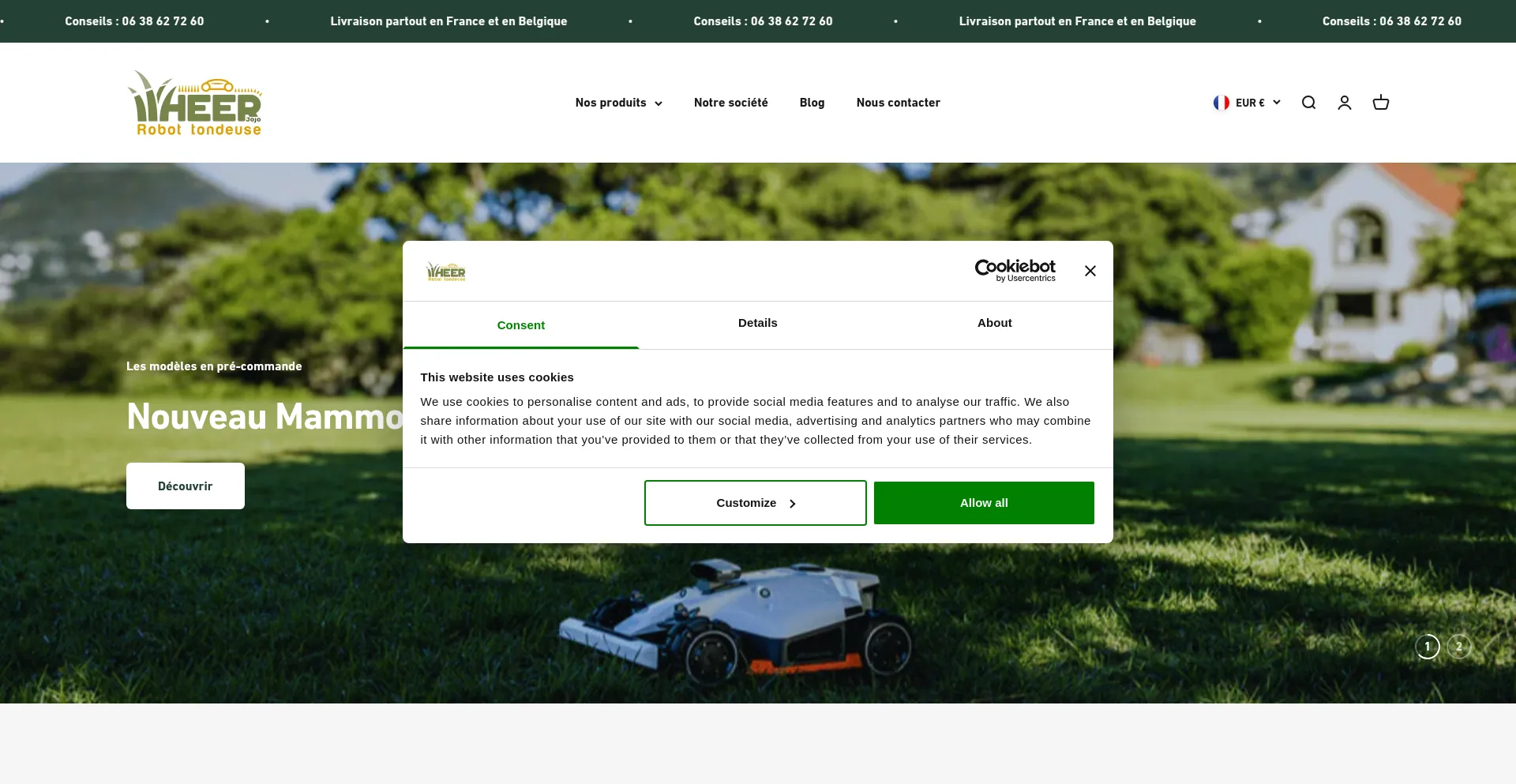 Website screenshot of Heer-robot-tondeuse.com