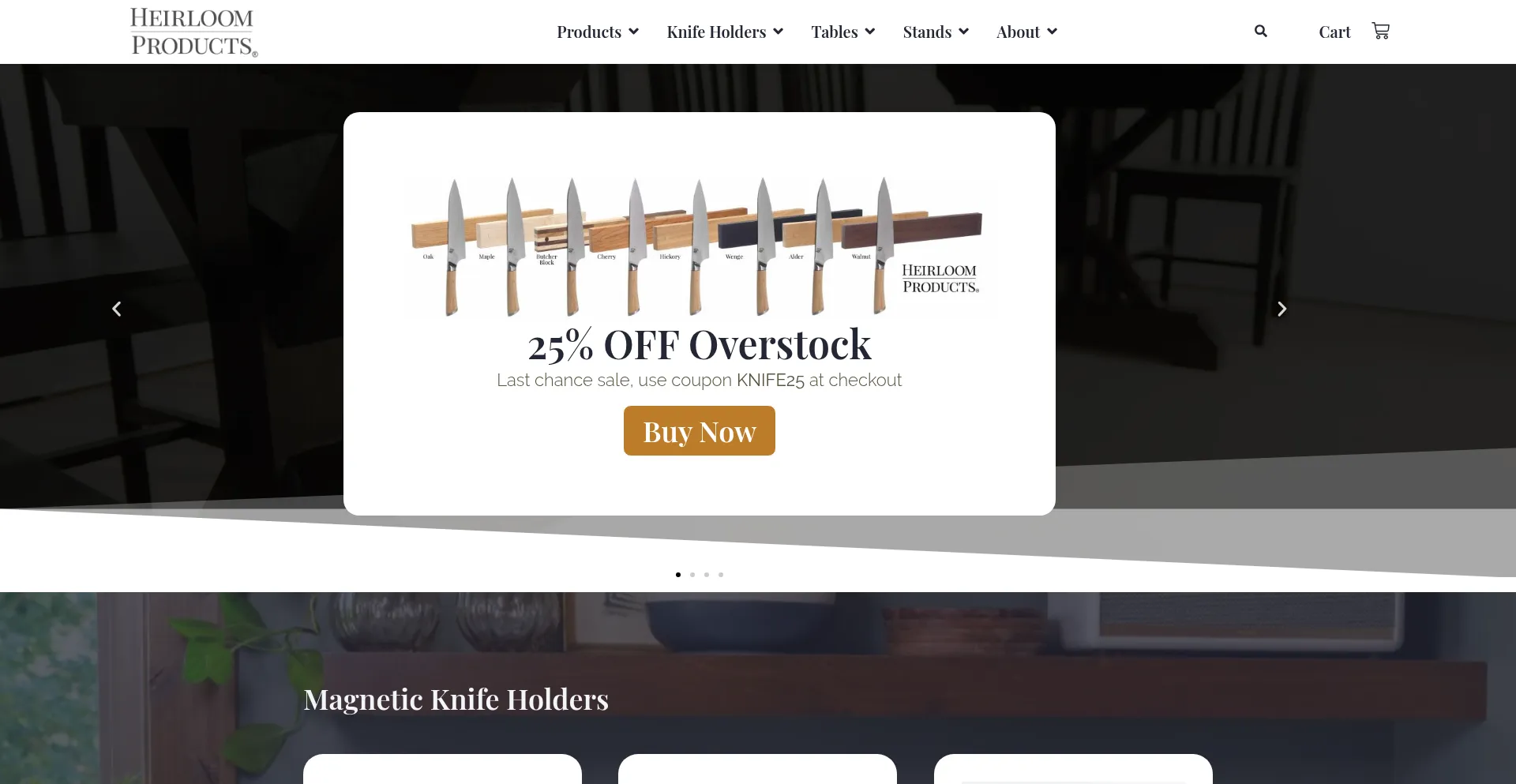 Website screenshot of Heirloomproducts.com