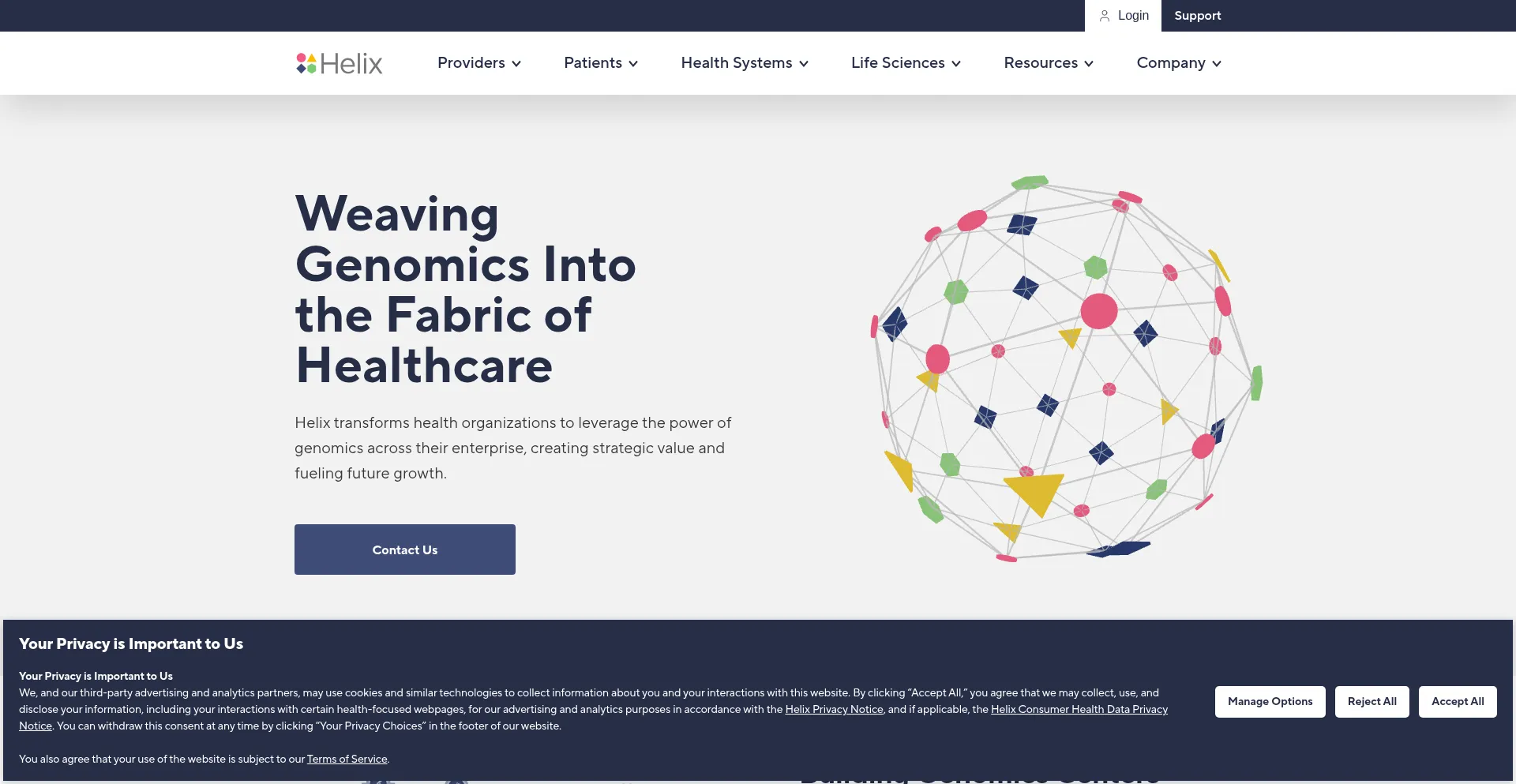 Website screenshot of Helix.com