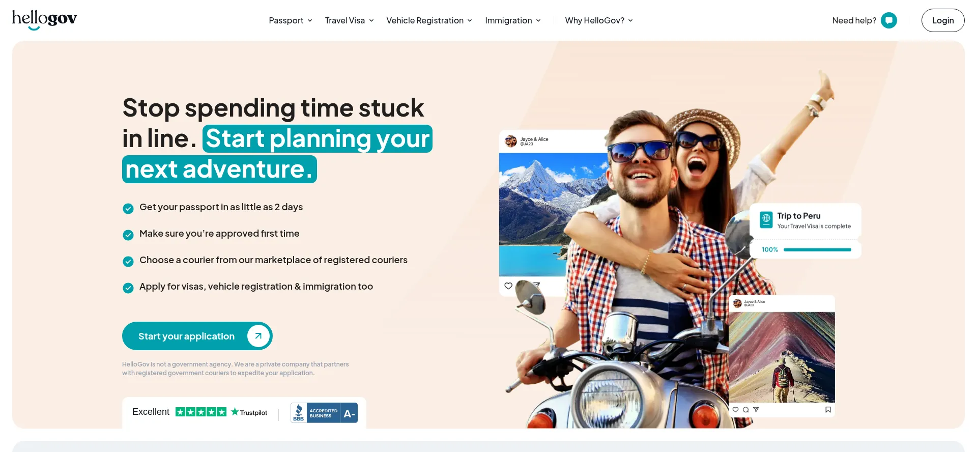Website screenshot of Hellogov.com