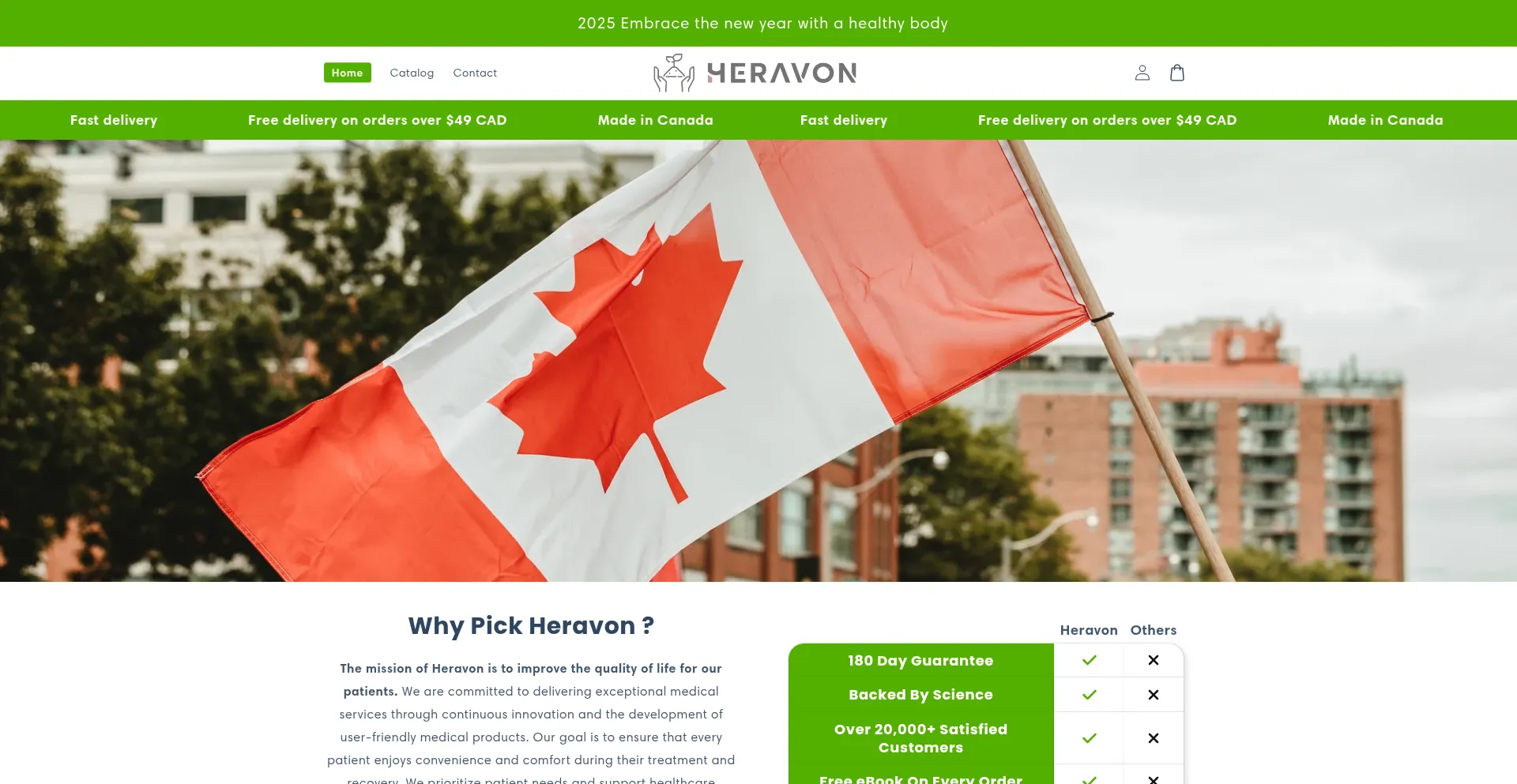 Website screenshot of Heravon.com