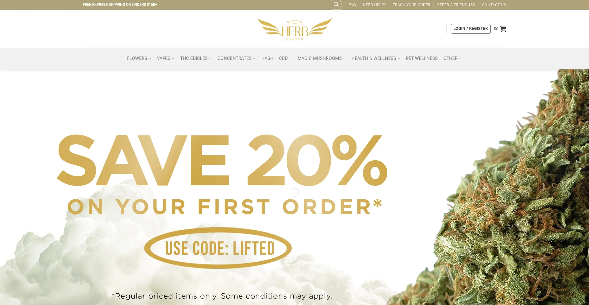 Website screenshot of Herbheaven.cc