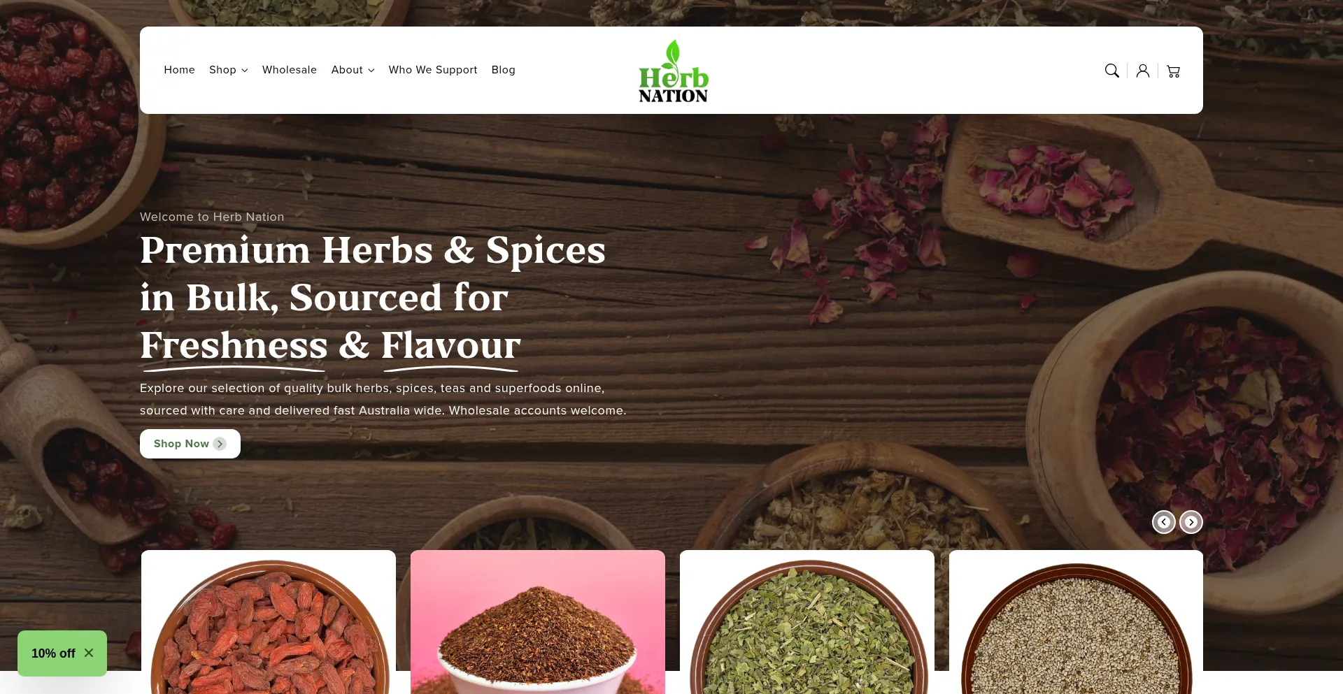 Website screenshot of Herbnation.com.au