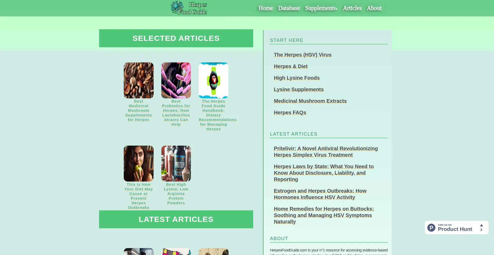 Herpesfoodguide.com Screenshot