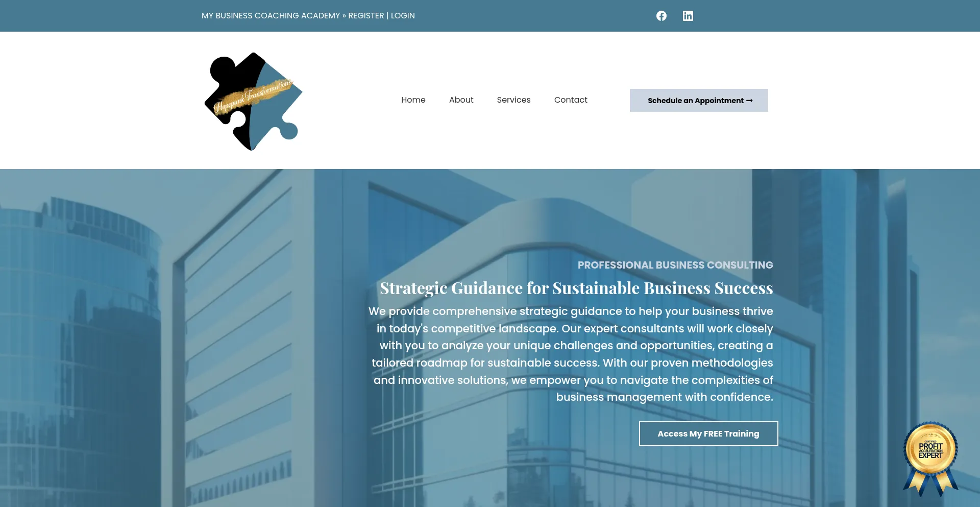 Website screenshot of Hertransformations.com