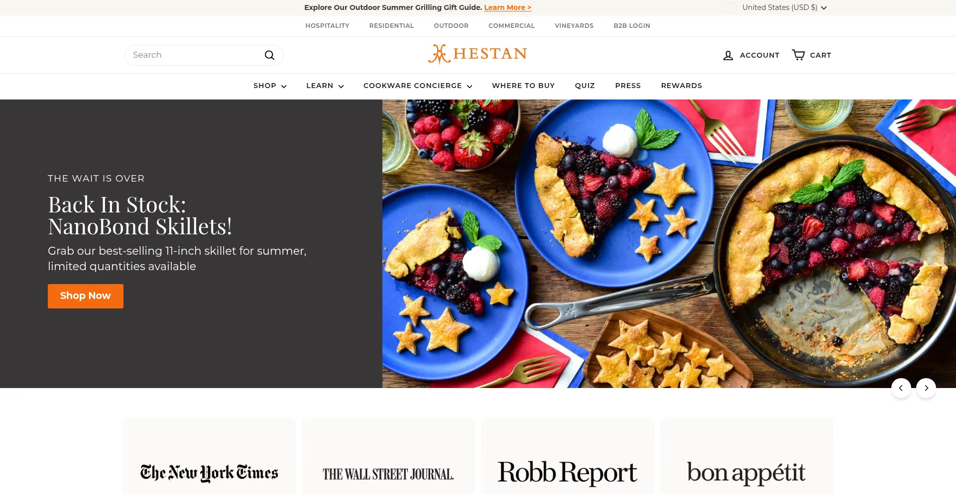 Website screenshot of Hestanculinary.co