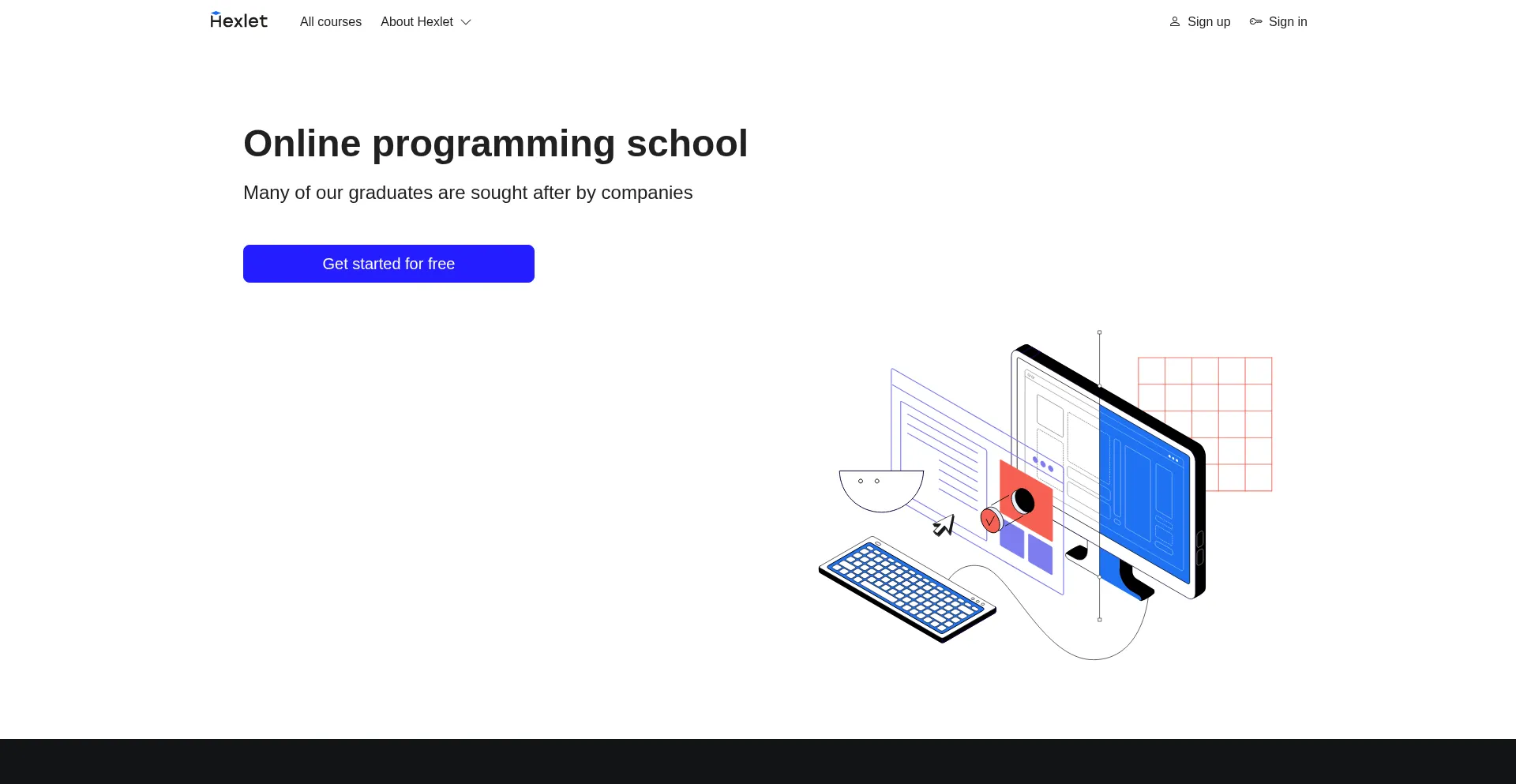 Website screenshot of Hexlet.io