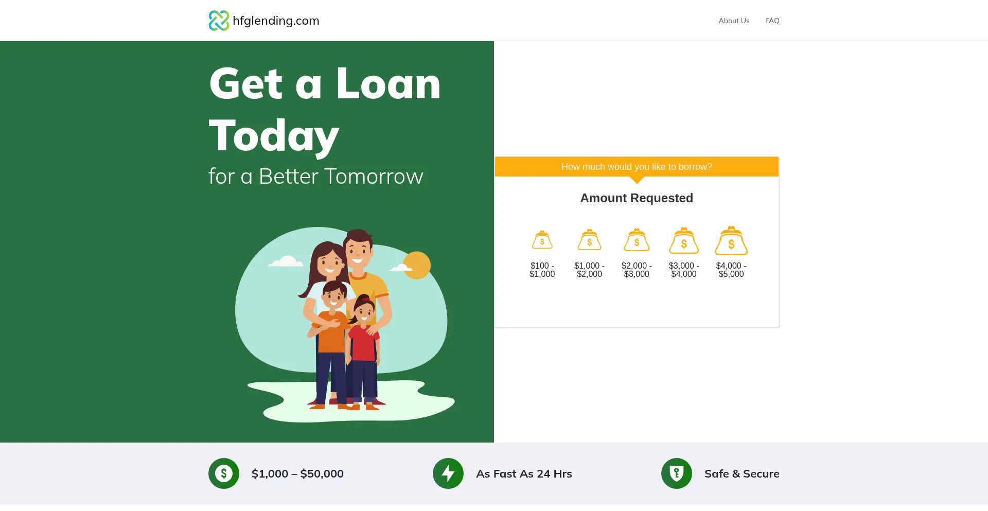 Website screenshot of Hfglending.com
