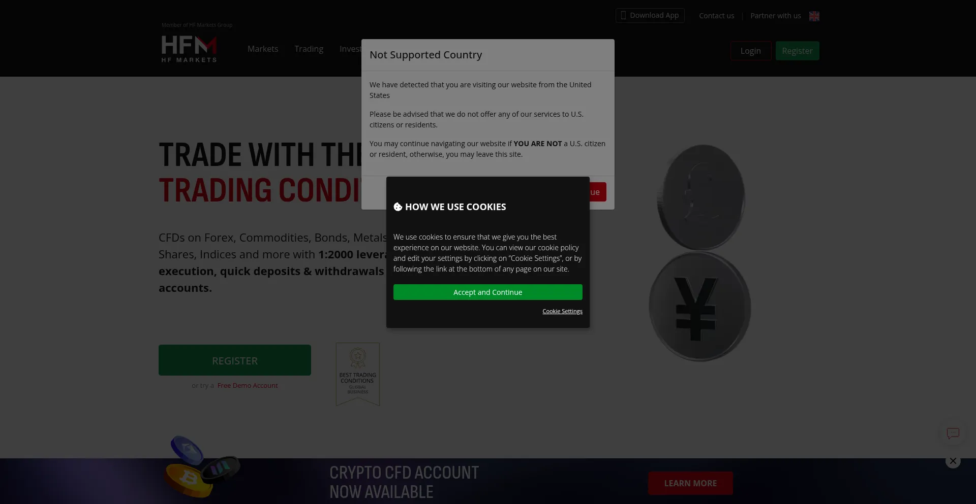Website screenshot of Hfm.com
