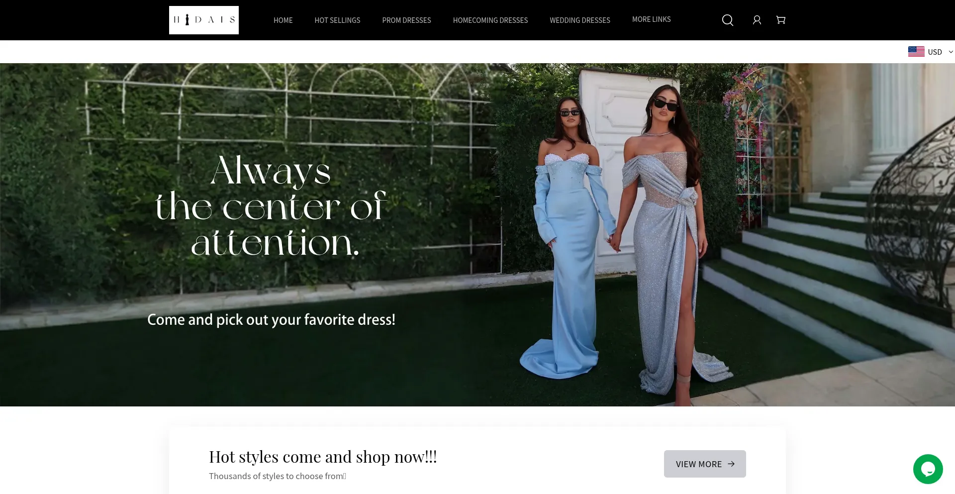 Website screenshot of Hidais.com