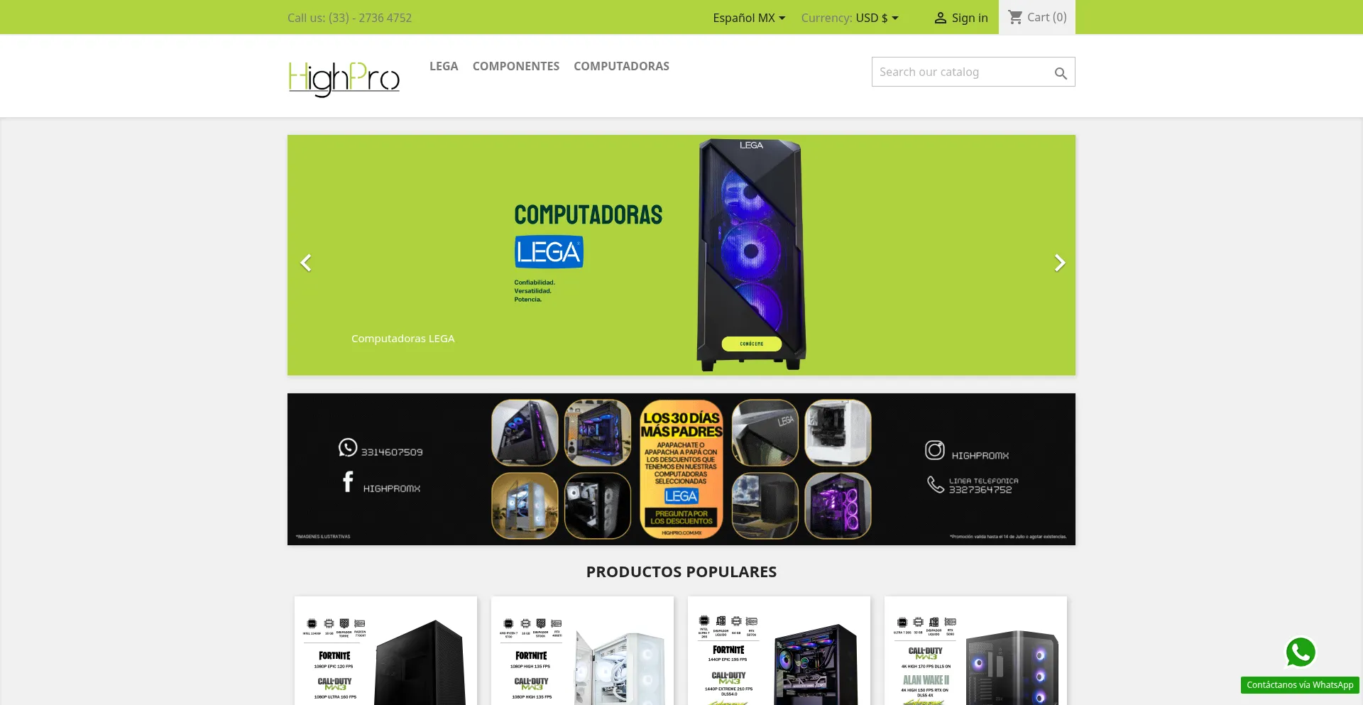 Website screenshot of Highpro.com.mx