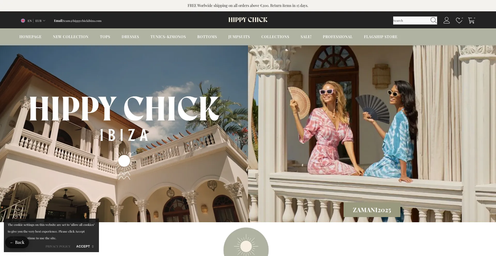 Website screenshot of Hippychickibiza.com